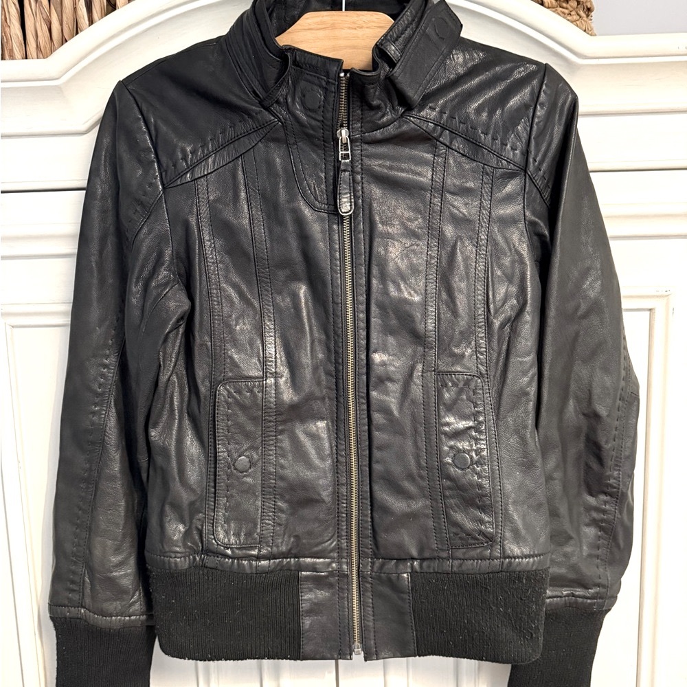 Danier Classic Black Leather Jacket